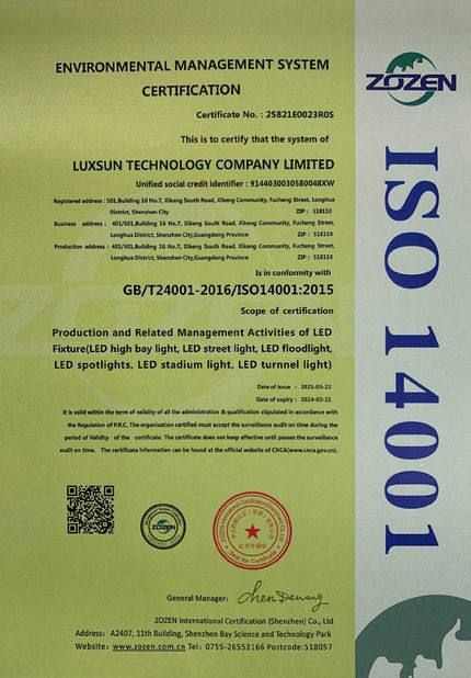 ประเทศจีน Luxsun lighting Co.,Ltd รับรอง