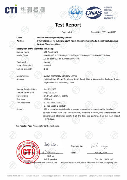 ประเทศจีน Luxsun lighting Co.,Ltd รับรอง