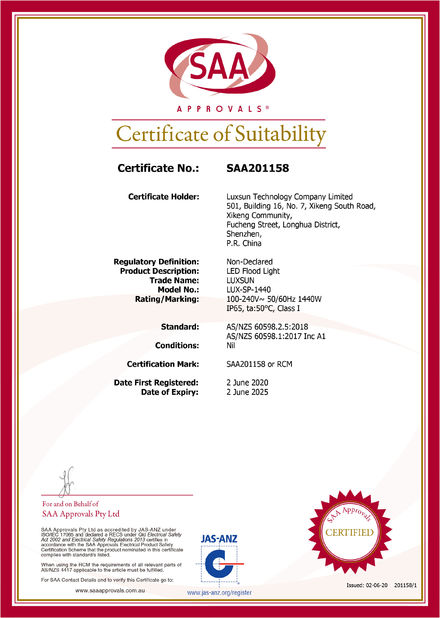 ประเทศจีน Luxsun lighting Co.,Ltd รับรอง